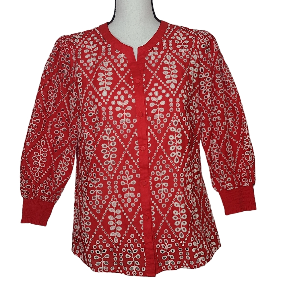 Cabi Lyric Embroidered Eyelet Top 6203 Medium
